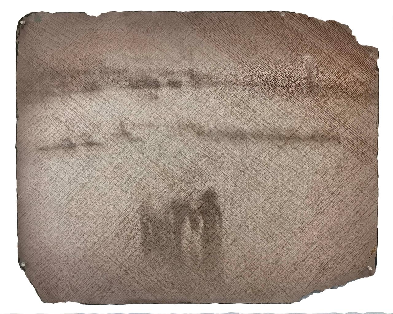Crossing the Hudson River, Mixed-media on paper, 25 x 31, 2019 过哈德逊河 纸本综合 25x31英寸 2019