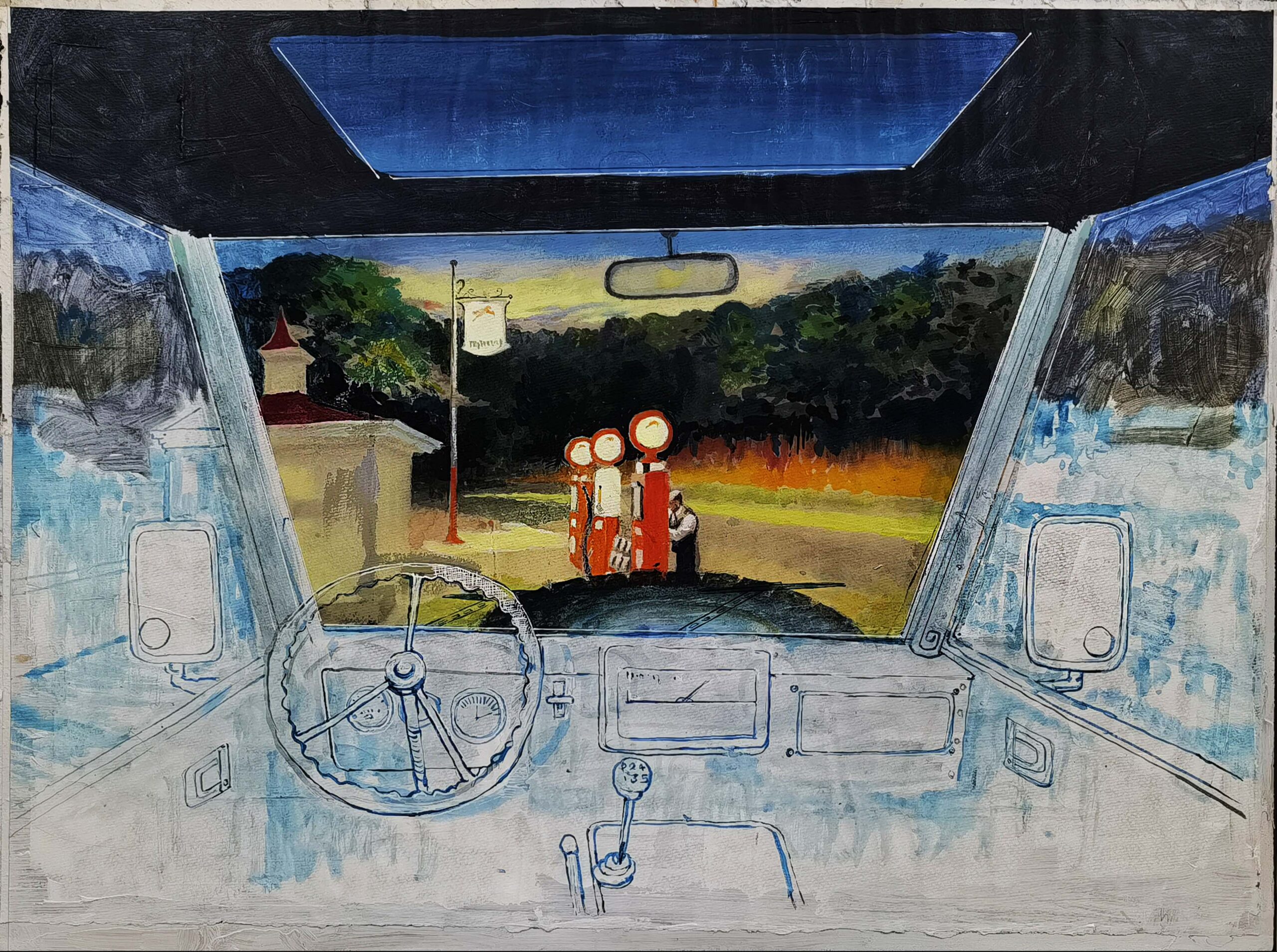 Within the Folds of Time, Acrylic on Paper, 17.5 x 24, 2025在时间褶皱里 纸本丙烯 17.5x24英寸 2025